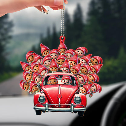 Customizable Red Cap Faces Car Ornament