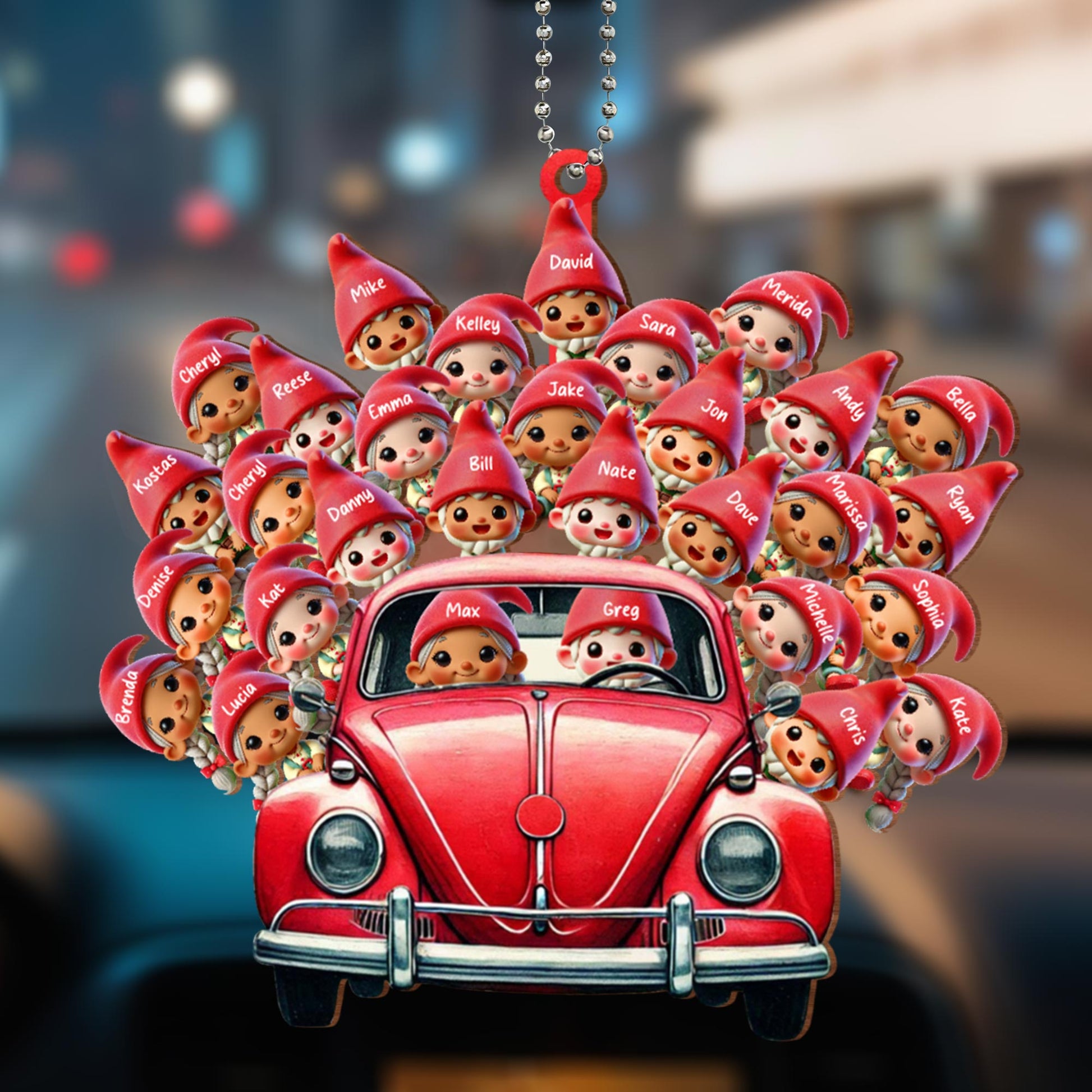 Customizable Red Cap Faces Car Ornament