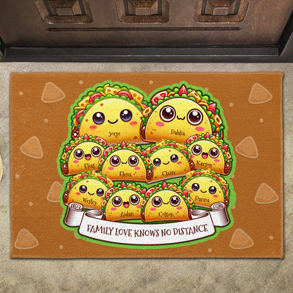Family Love Knows No Distance Custom Taco Themed Doormat