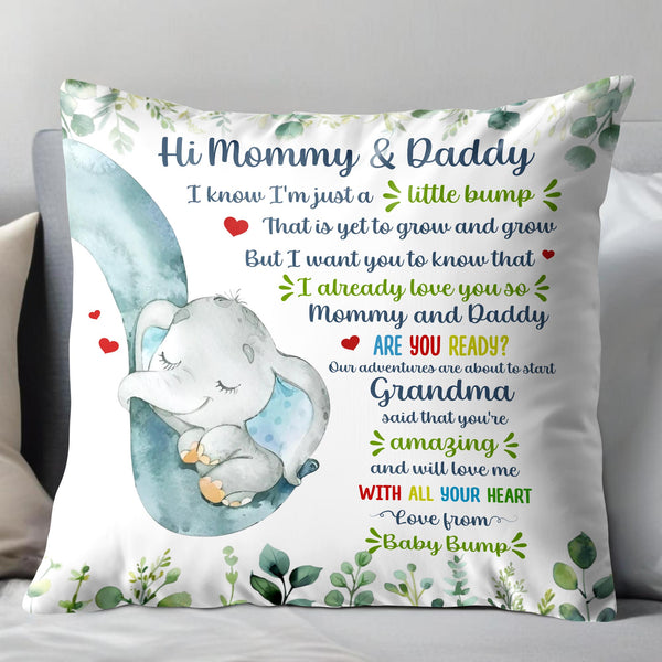 Hi Mommy & Daddy, Little Elephant And Leaves Design