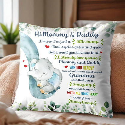 Hi Mommy & Daddy, Little Elephant And Leaves Design