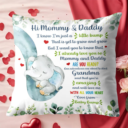 Hi Mommy & Daddy, Little Elephant And Leaves Design
