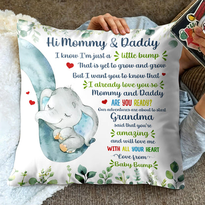 Hi Mommy & Daddy, Little Elephant And Leaves Design