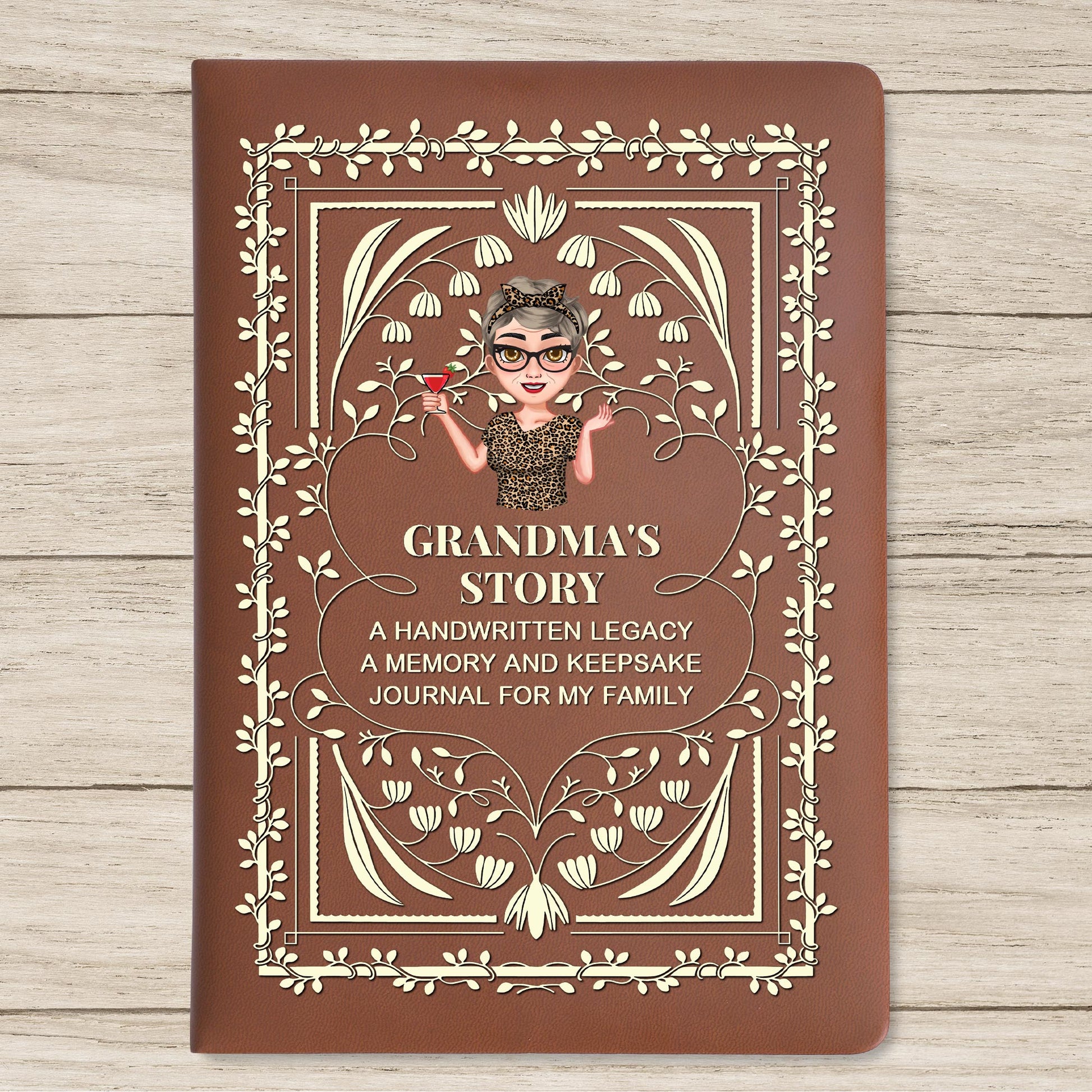 Grandma's Story Keepsake Family Journal With Floral Patterns