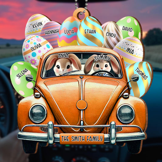 The Smith Family Easter Bunny and Vintage Car
