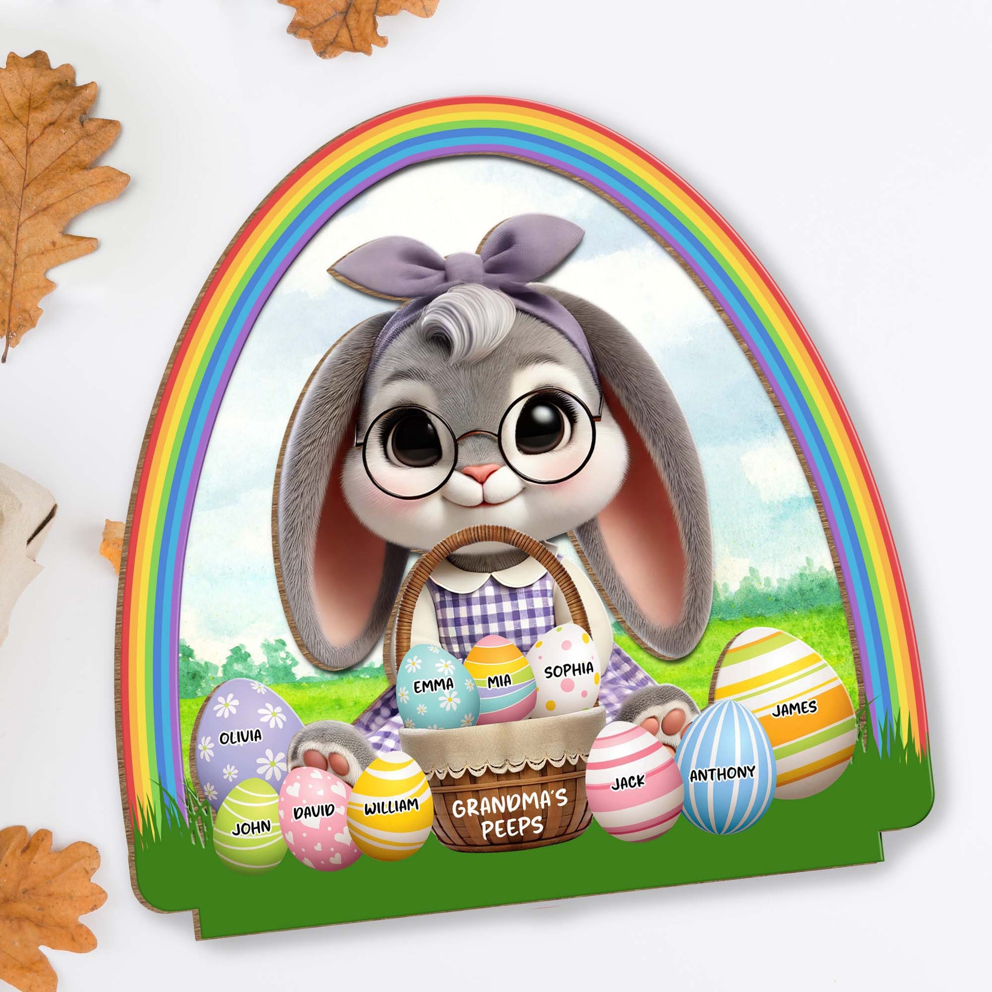 Grandma's Peeps With Bunny And Rainbow Eggs