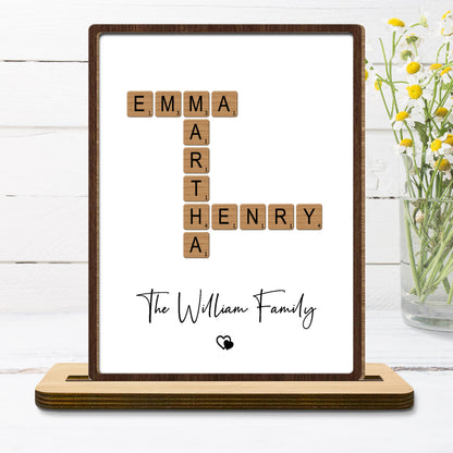 The William Family With Scrabble Tiles and Heart Design