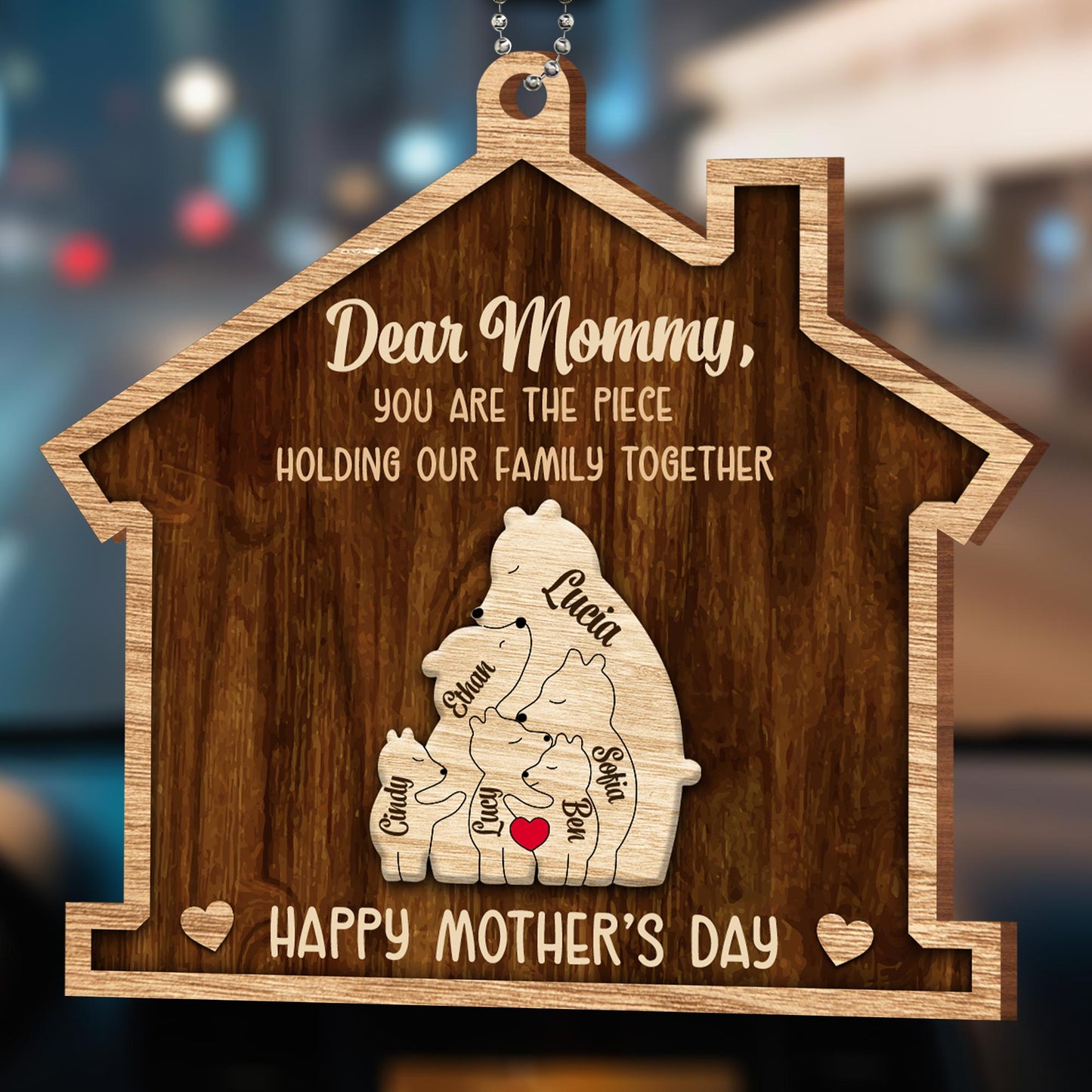 Dear Mommy, You Are The Piece Holding Our Family Together, Puzzle Pieces and Bear Figures