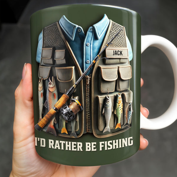 Prefiero pescar, equipo de pesca y diseño de peces - Taza de café personalizada - FAM319_MG