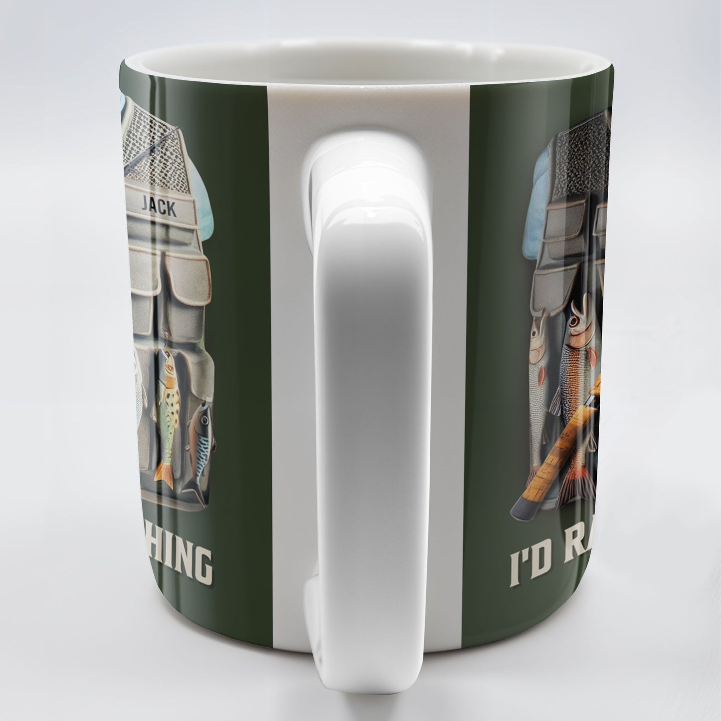 I'd Rather Be Fishing, Fishing Gear and Fish Design - Personalized Custom Coffee Mug - FAM319_MG