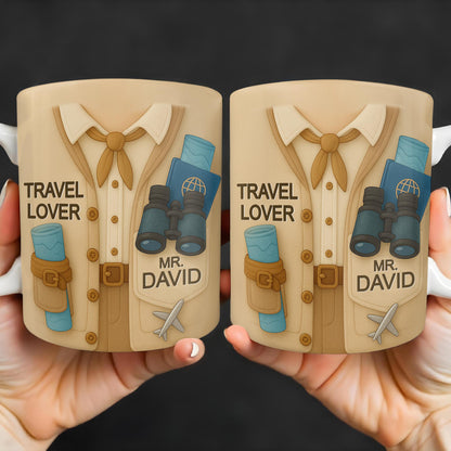 Travel Lover, Shirt, Tie, Binoculars, Map, Airplane