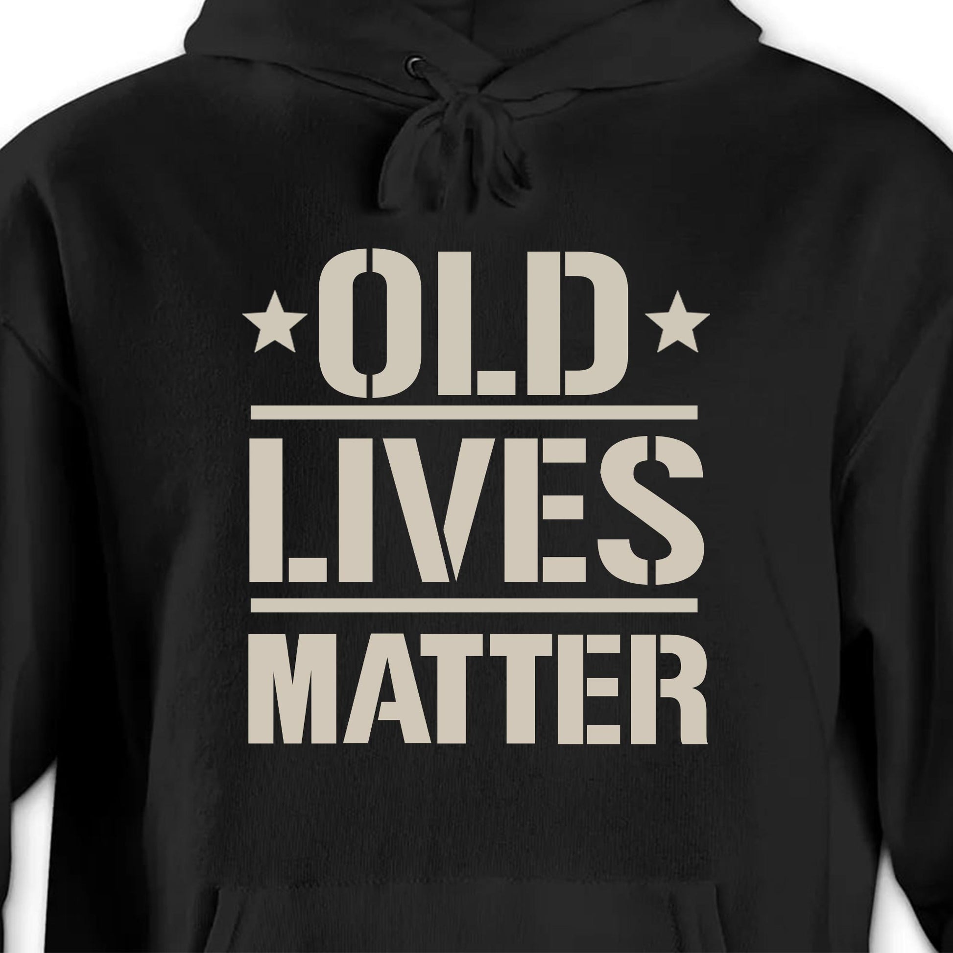 Old Lives Matter, Text and Stars Design