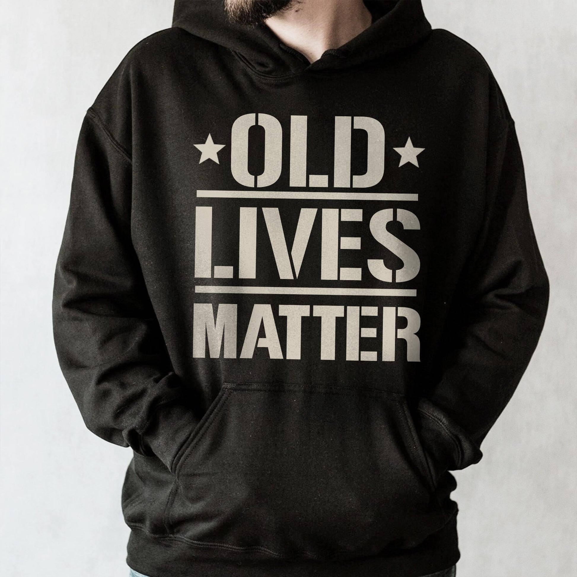Old Lives Matter, Text and Stars Design