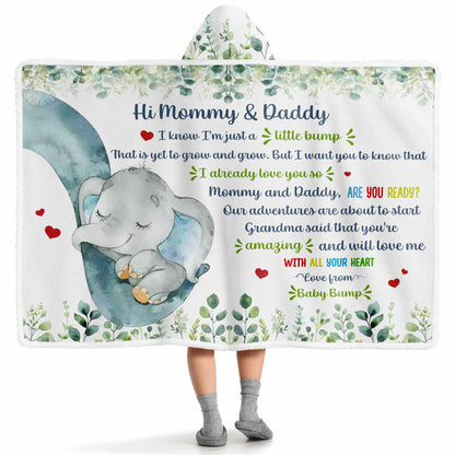 Hi Mommy & Daddy, Little Elephant With Hearts And Leaves