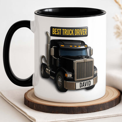 Best Truck Driver Mug For A Special Truck Driver - Personalized Custom Accent Mug - FAM335_AMUG