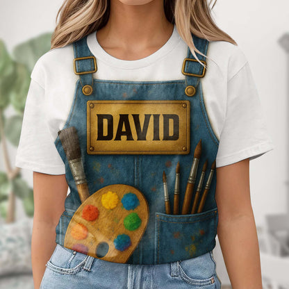 Create Your Personalized Artist T-Shirt With Custom Name, Paintbrush And Palette
