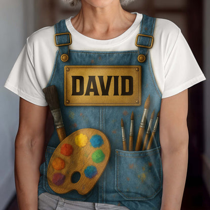 Create Your Personalized Artist T-Shirt With Custom Name, Paintbrush And Palette