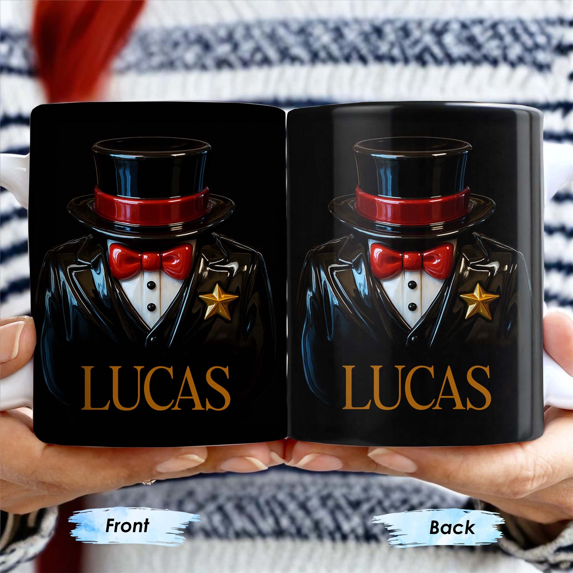 Elegant Black Tuxedo Mug Design, Top Hat And Bow Tie