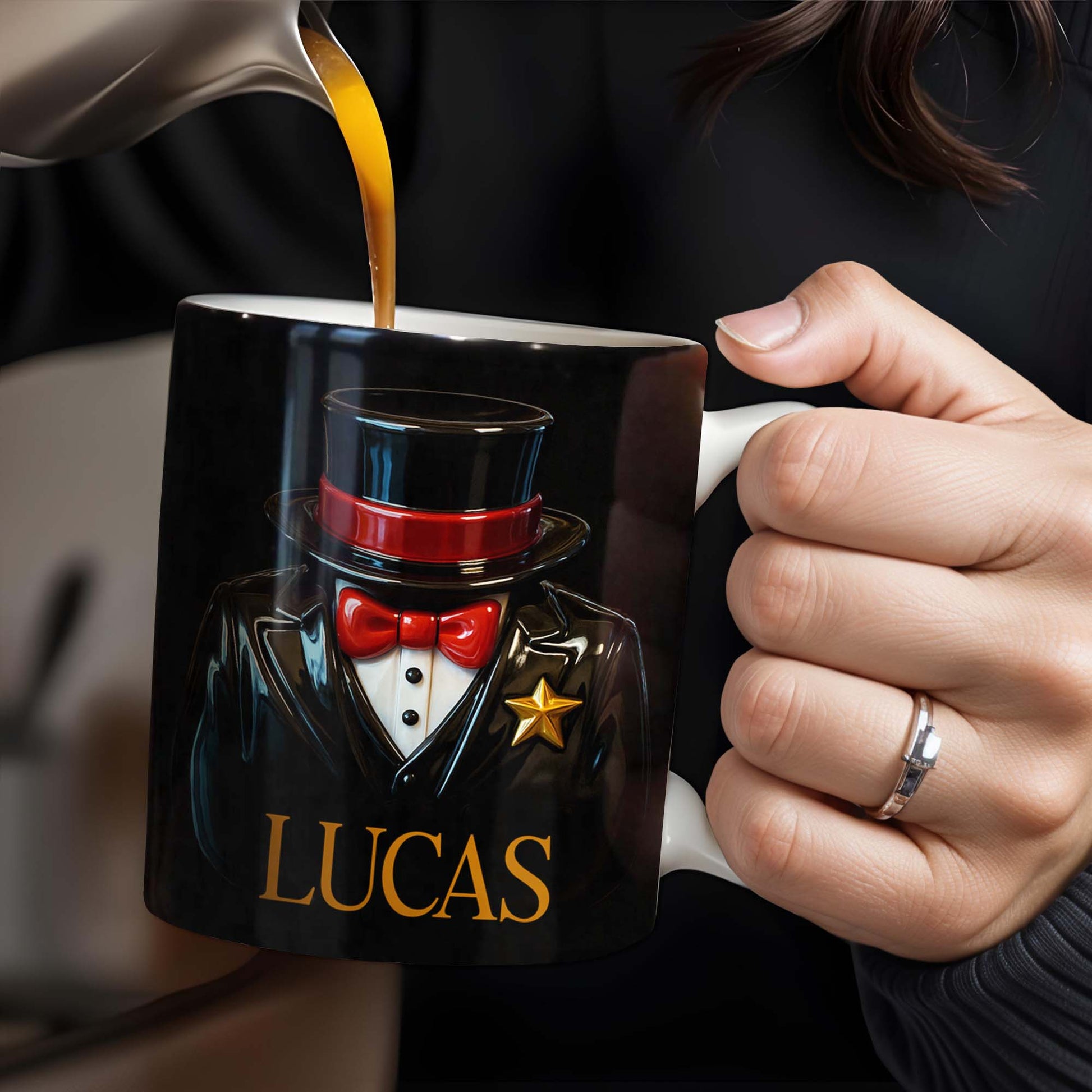 Elegant Black Tuxedo Mug Design, Top Hat And Bow Tie