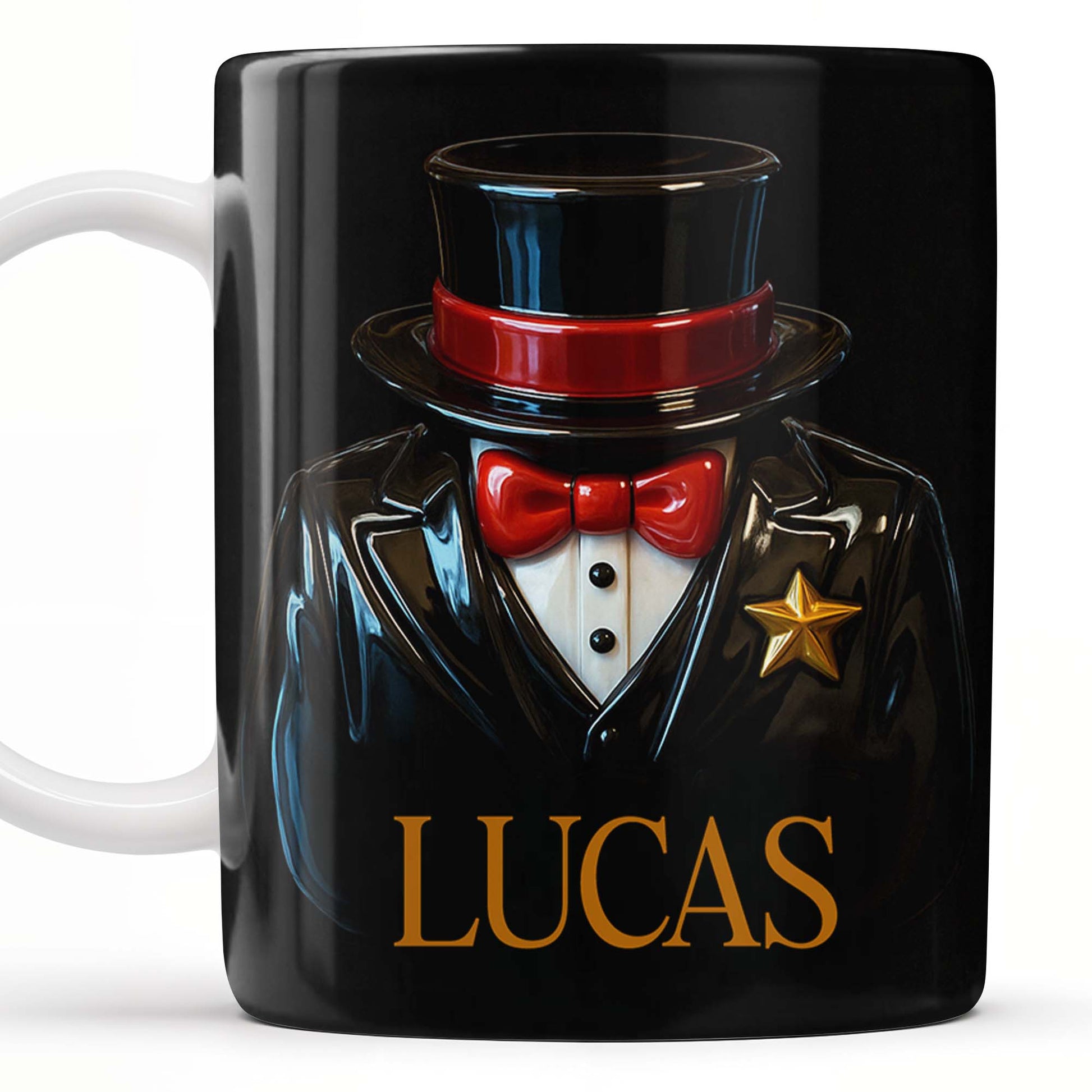 Elegant Black Tuxedo Mug Design, Top Hat And Bow Tie