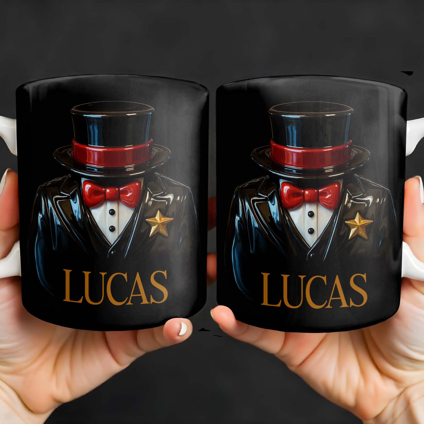 Elegant Black Tuxedo Mug Design, Top Hat And Bow Tie