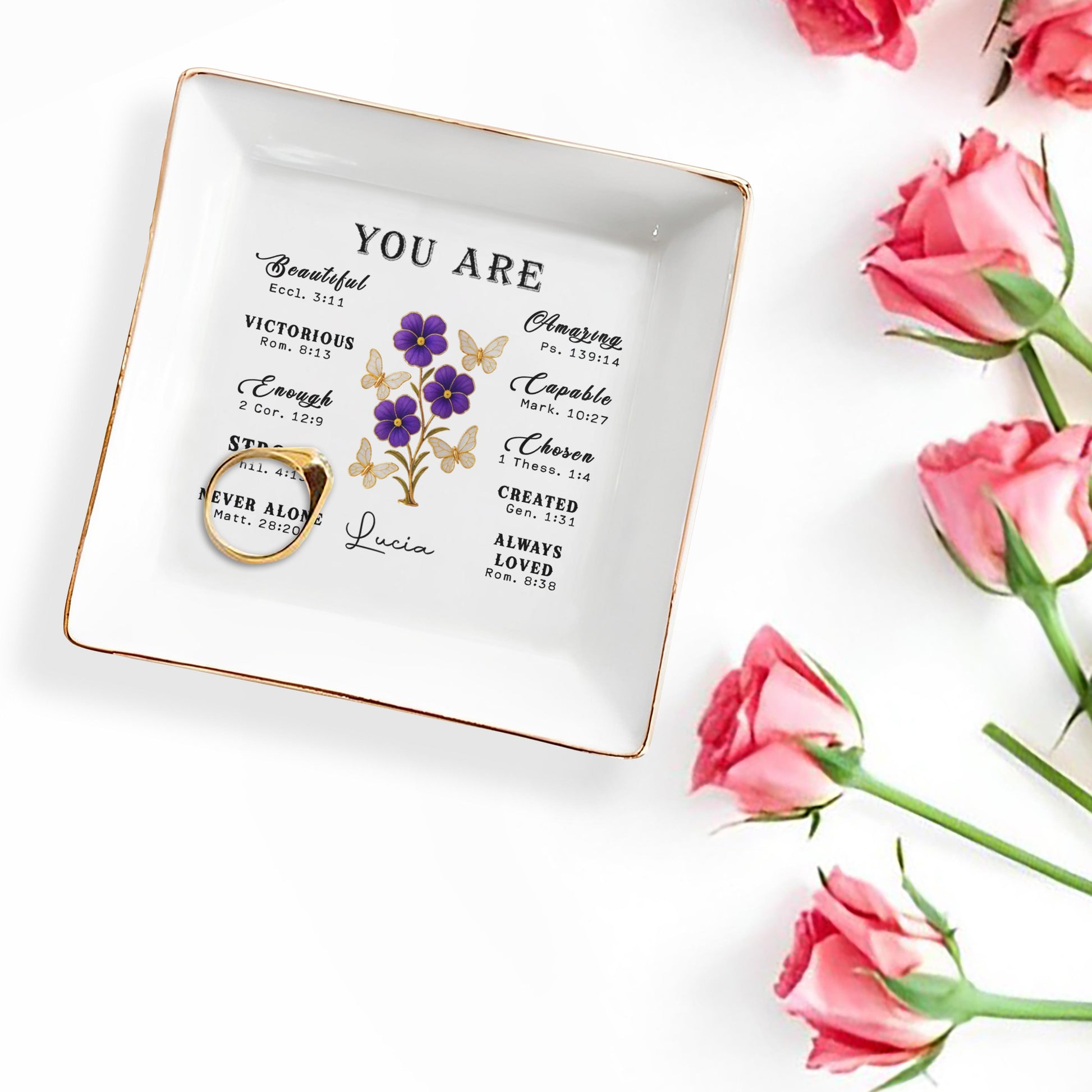 You Are Beautiful, Victorious, Strong, Never Alone With Flowers And Butterflies