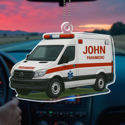 Ambulance Driver, Emergency Medical Services - Personalized Custom Acrylic Ornament, Car Hanging Ornament - FAM369_ACA