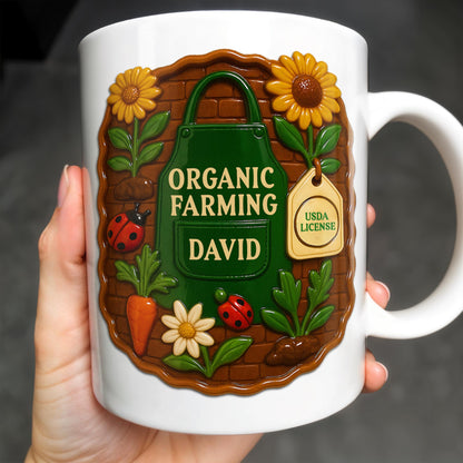 Organic Farming, Sunflower And Ladybug Design - Personalized Custom Coffee Mug - FAM383_MG
