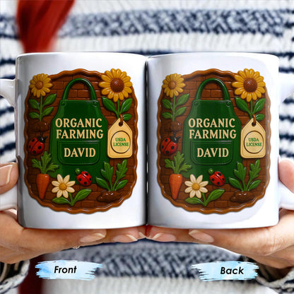 Organic Farming, Sunflower And Ladybug Design - Personalized Custom Coffee Mug - FAM383_MG