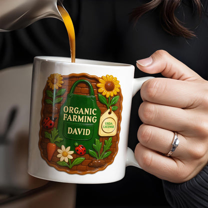 Organic Farming, Sunflower And Ladybug Design - Personalized Custom Coffee Mug - FAM383_MG