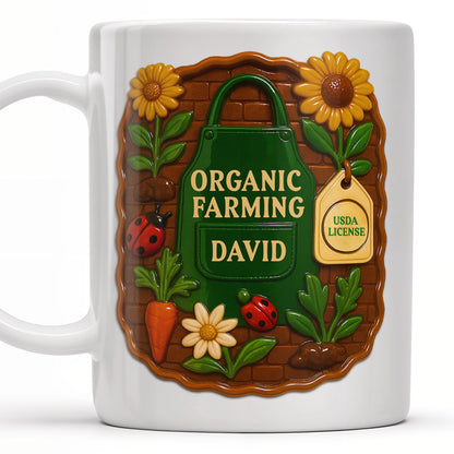 Organic Farming, Sunflower And Ladybug Design - Personalized Custom Coffee Mug - FAM383_MG