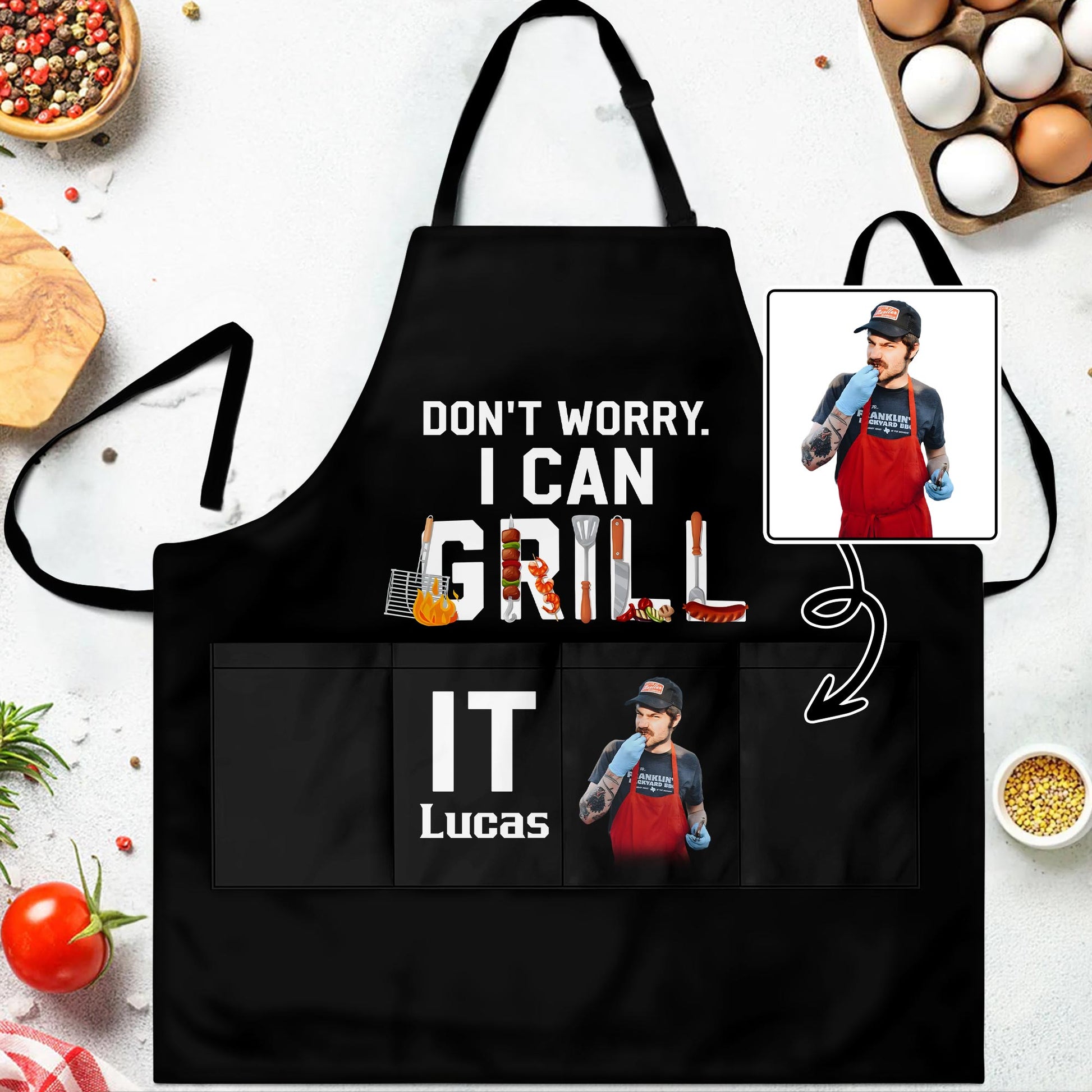 Don't Worry I Can Grill It, Featuring BBQ Tools And Foods