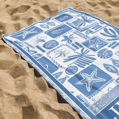 Customize Your Summer With Shells, Starfish, And Tropical Designs - Personalized Beach Towel - FAM399_BETO