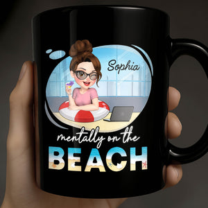 Mentally On The Beach With Laptop And Office Chair
