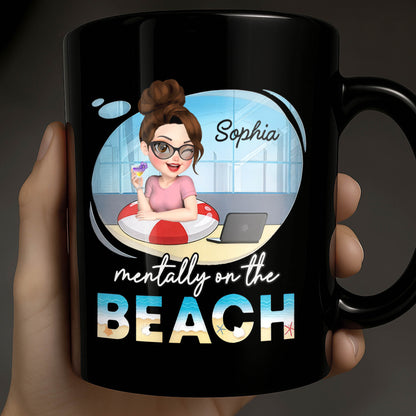 Mentally On The Beach With Laptop And Office Chair