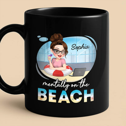 Mentally On The Beach With Laptop And Office Chair