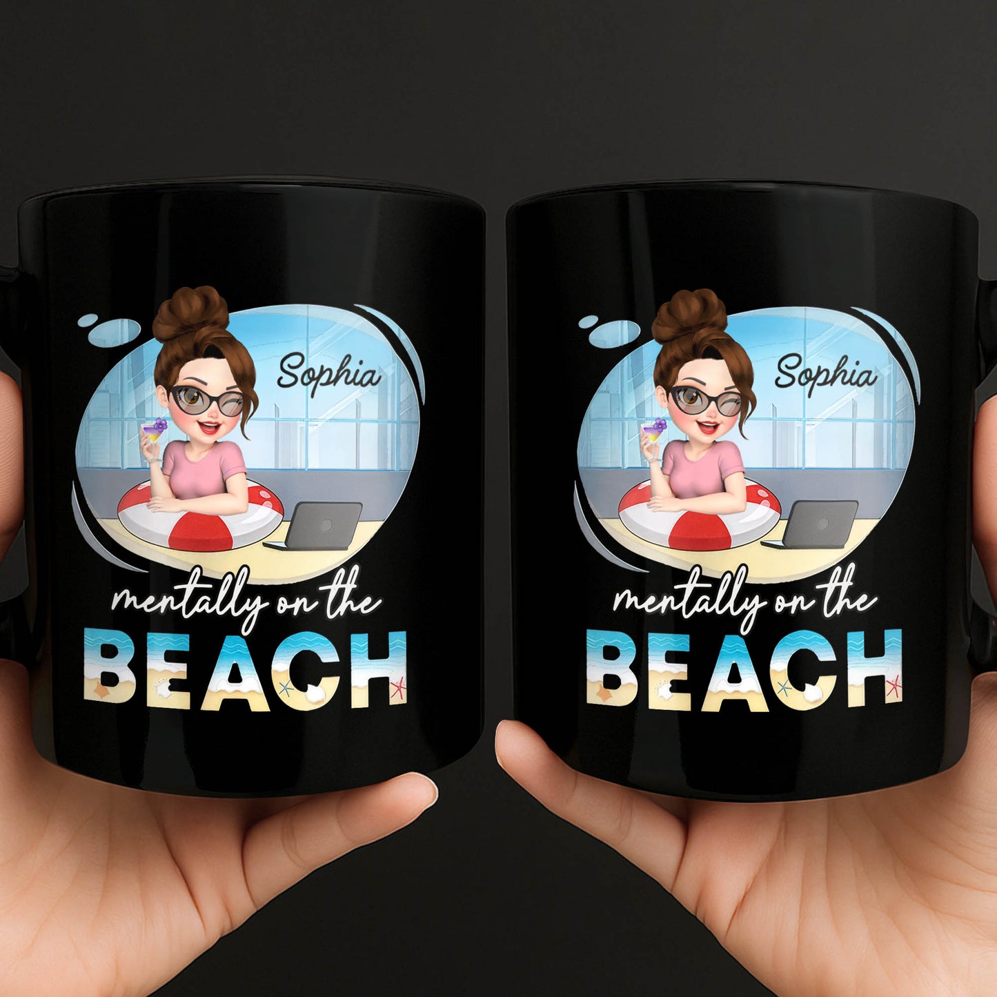 Mentally On The Beach With Laptop And Office Chair