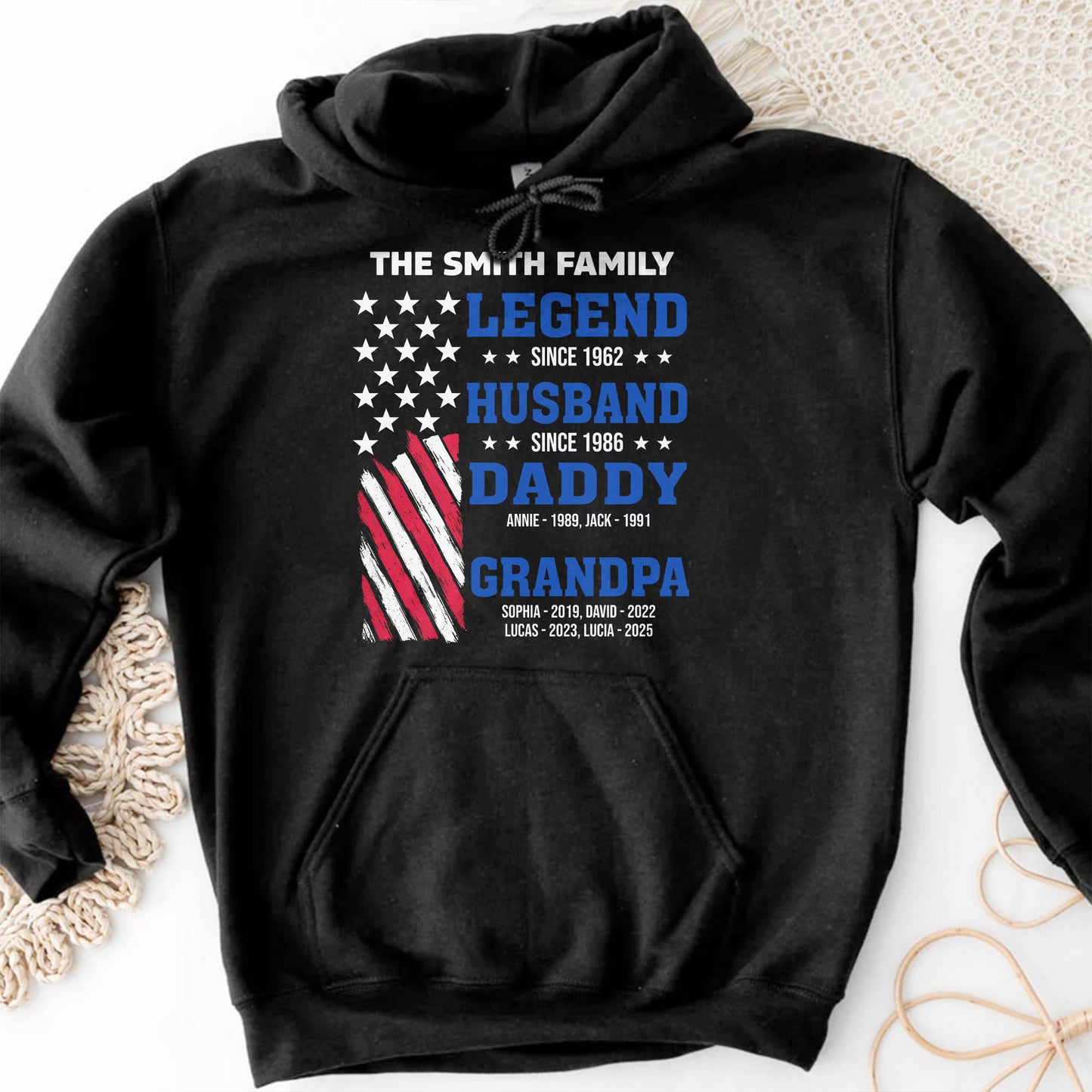 Legend Since [Year], Husband, Daddy, Grandpa with Stars and Stripes