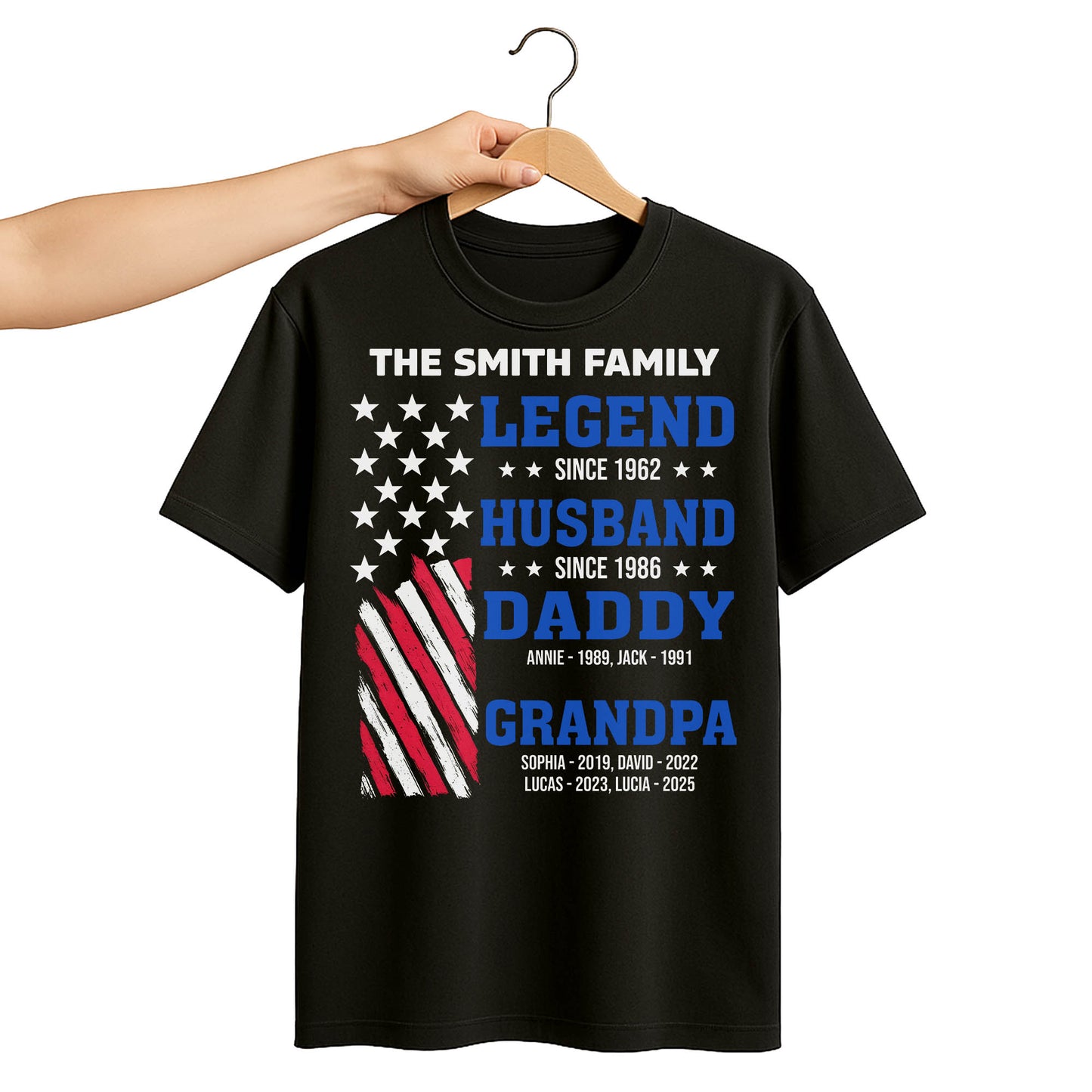 Legend Since [Year], Husband, Daddy, Grandpa with Stars and Stripes