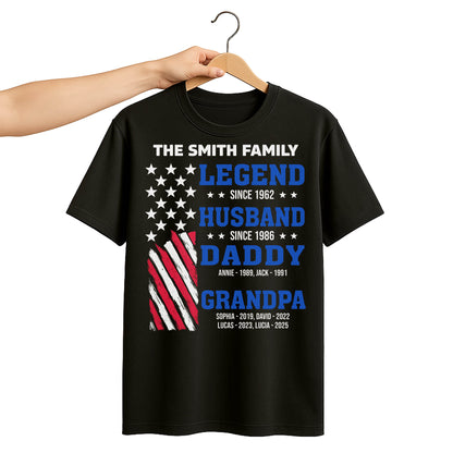 Legend Since [Year], Husband, Daddy, Grandpa with Stars and Stripes