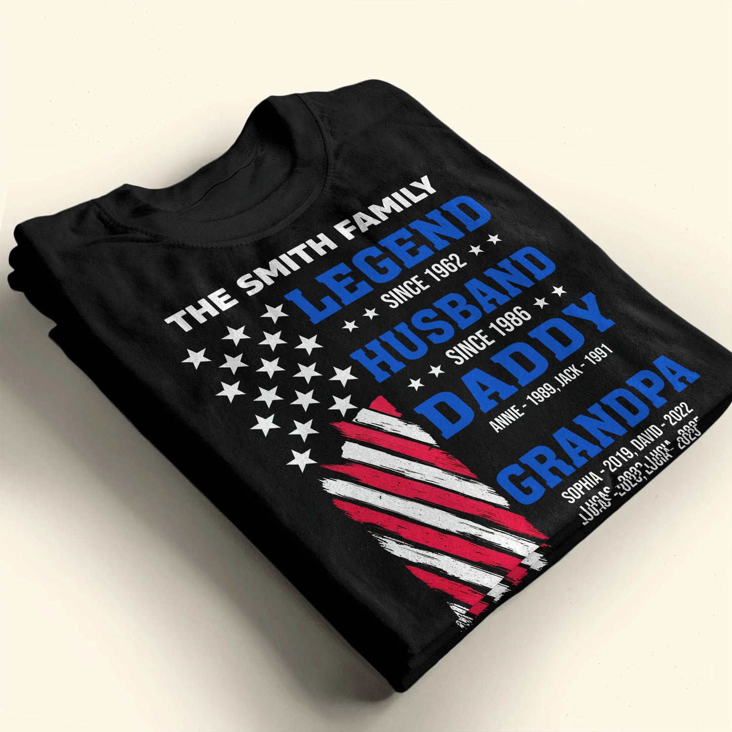 Legend Since [Year], Husband, Daddy, Grandpa with Stars and Stripes