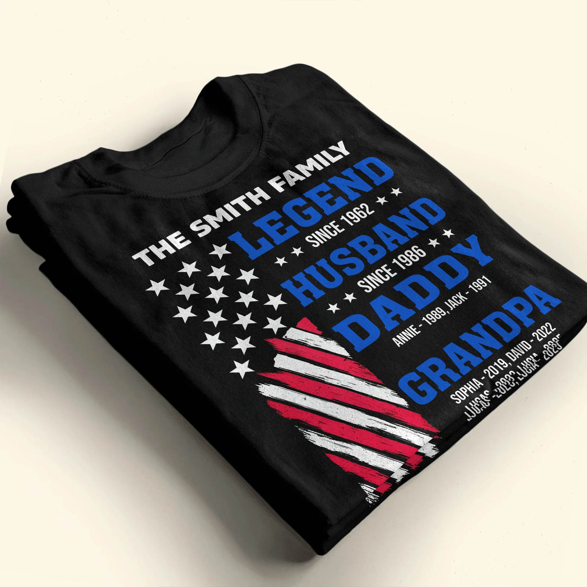 Legend Since [Year], Husband, Daddy, Grandpa with Stars and Stripes