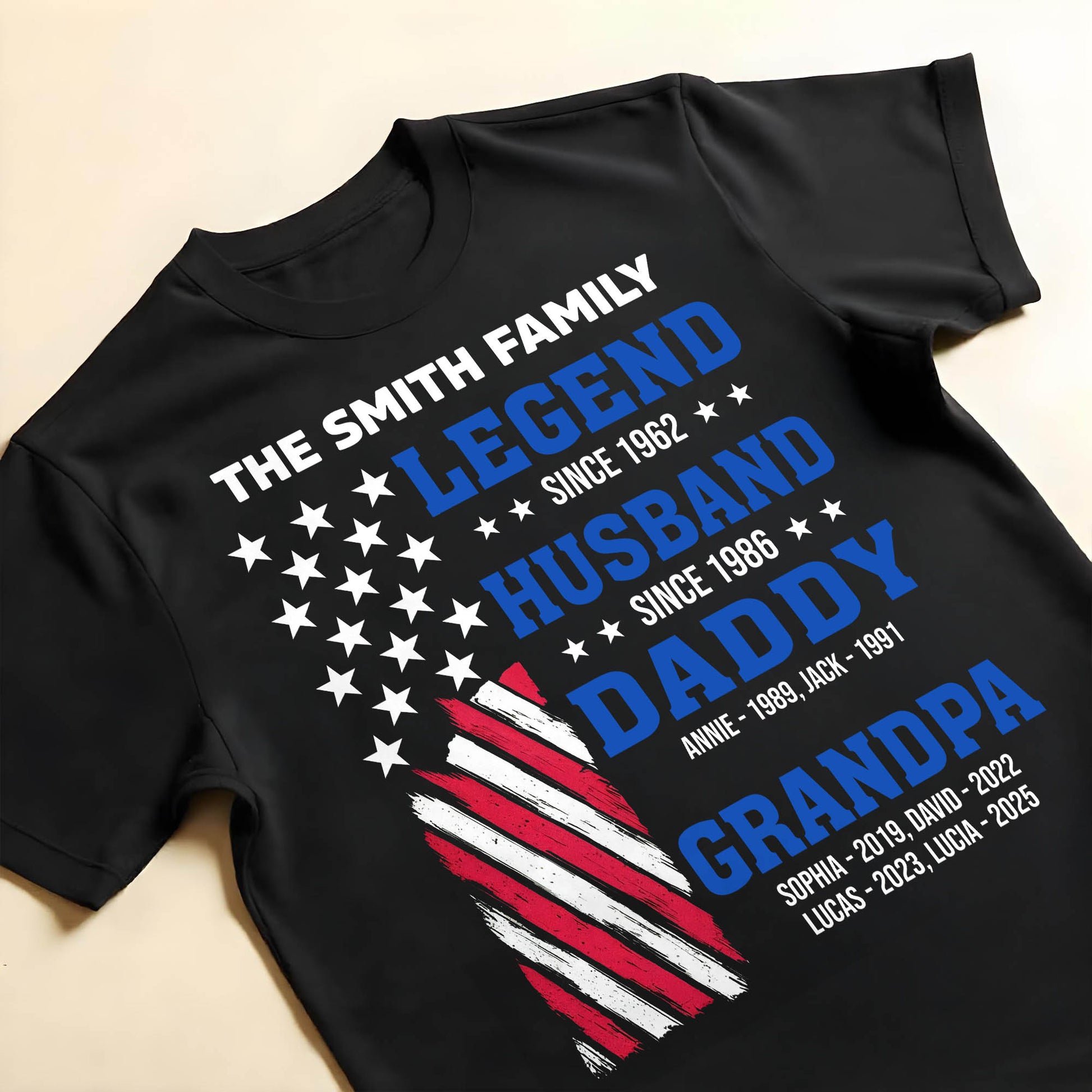 Legend Since [Year], Husband, Daddy, Grandpa with Stars and Stripes
