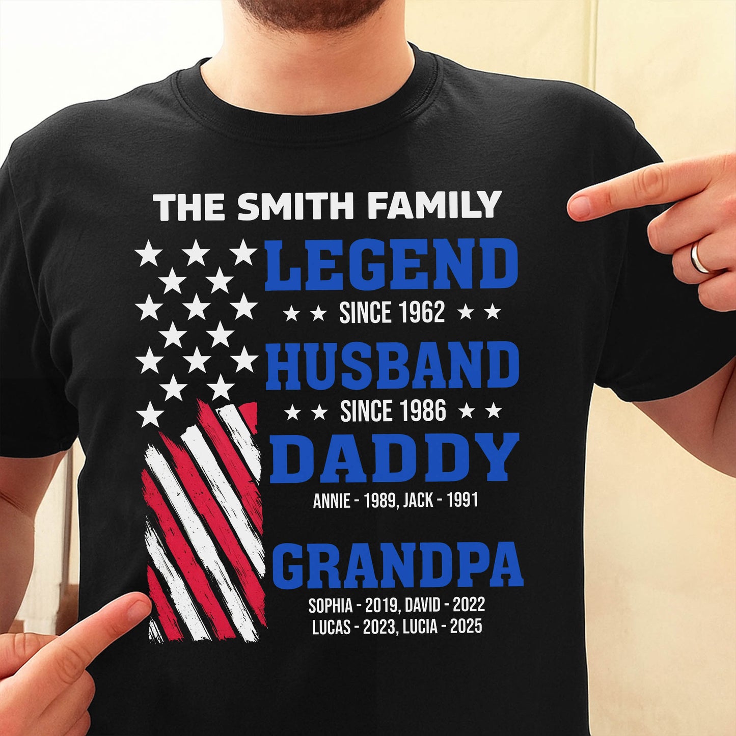 Legend Since [Year], Husband, Daddy, Grandpa with Stars and Stripes