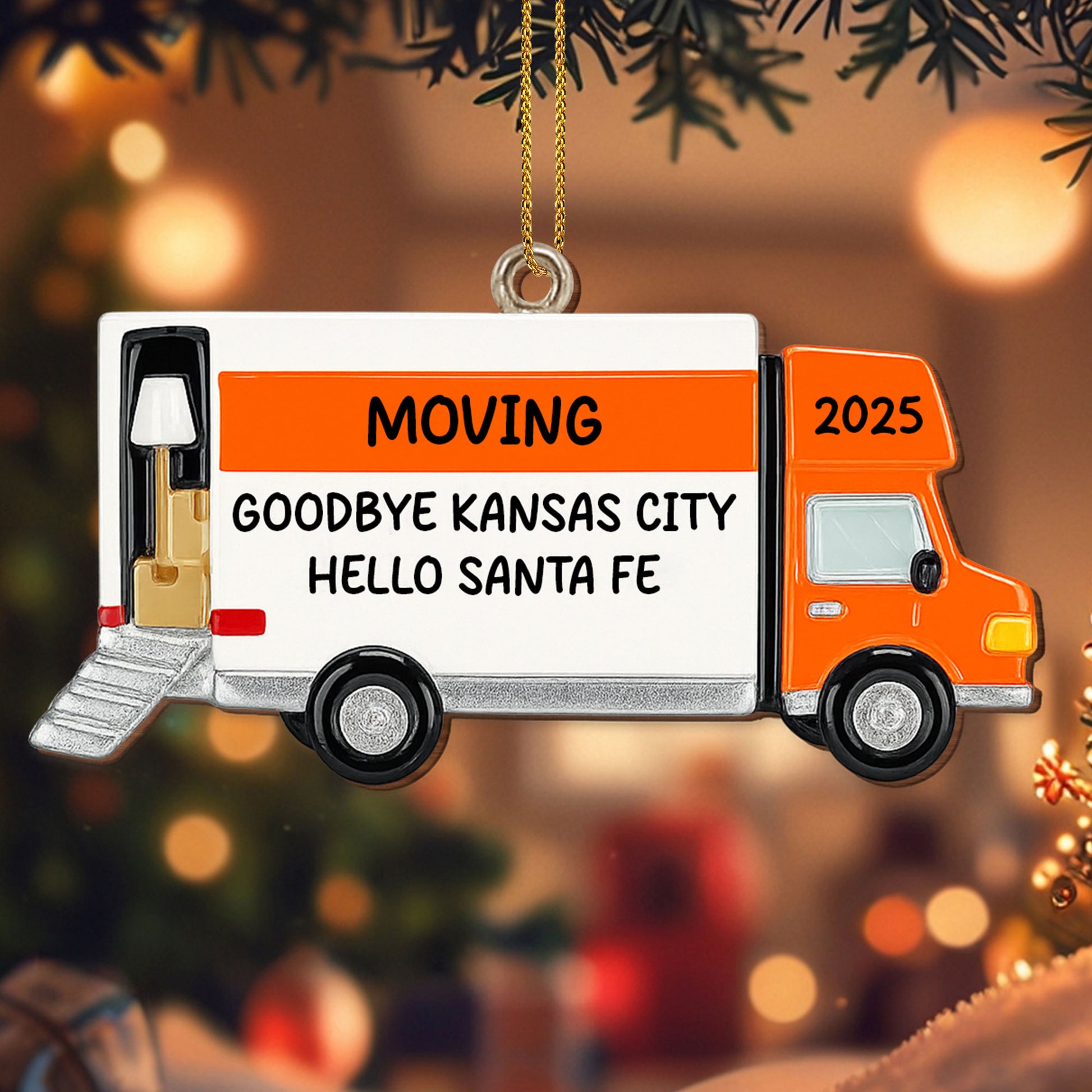 Moving Goodbye [City] Hello [City] Ornament