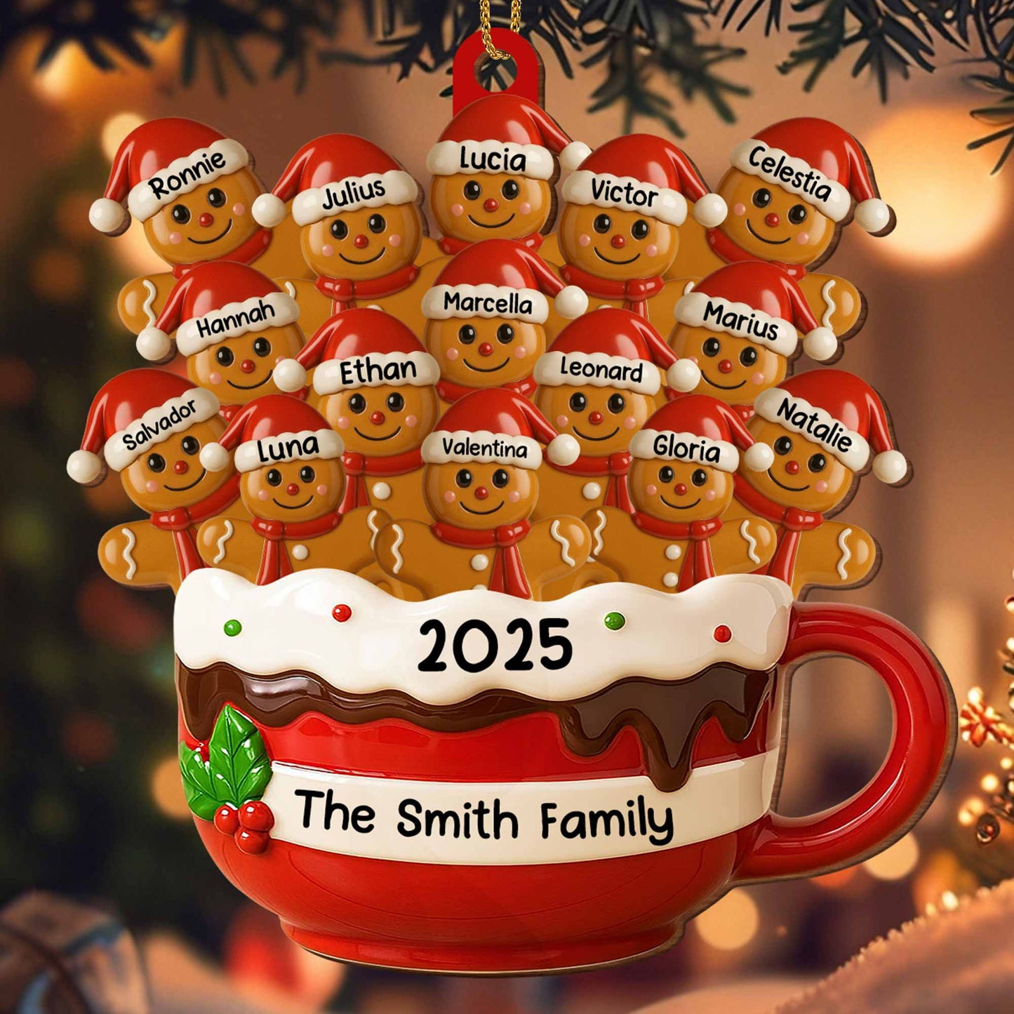 Customizable Family Hot Cocoa Mug With Festive Elves