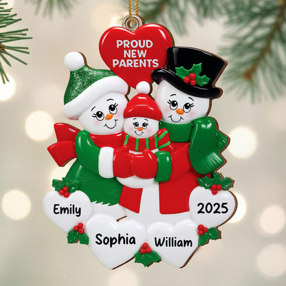 Proud New Parents Snowman and Christmas Decorations