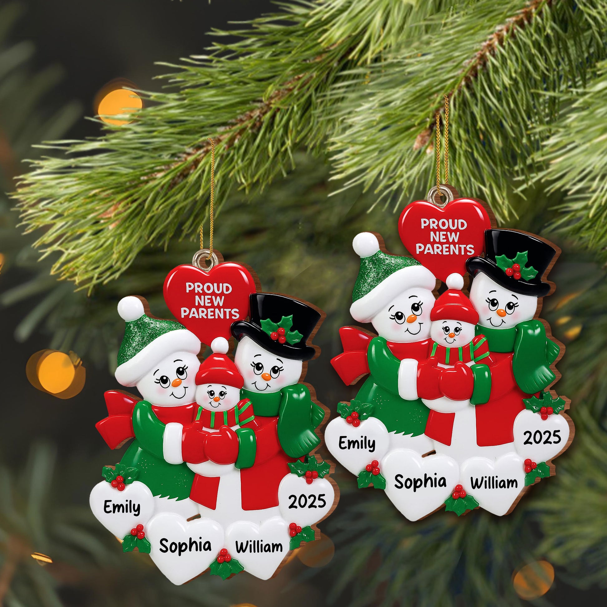 Proud New Parents Snowman and Christmas Decorations