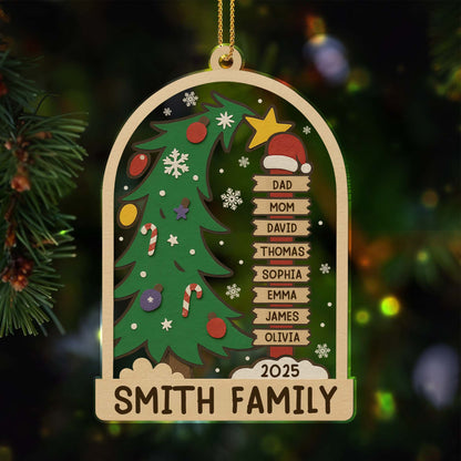 Celebrating The Holidays With Family, Christmas Tree And Ornaments - Personalized Custom Acrylic Ornament, Christmas Gift - FAM431_ACO