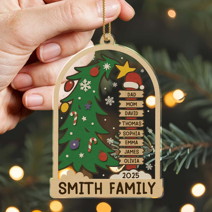 Celebrating The Holidays With Family, Christmas Tree And Ornaments - Personalized Custom Acrylic Ornament, Christmas Gift - FAM431_ACO